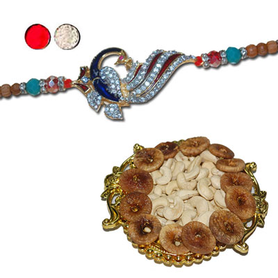 "RAKHIS -AD 4110 A (Single Rakhi), Dryfruit Thali - code RD400 - Click here to View more details about this Product